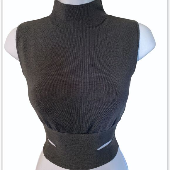 Zara Knit Cut Out Crop Top Trurtle Neck Top - Picture 1 of 9
